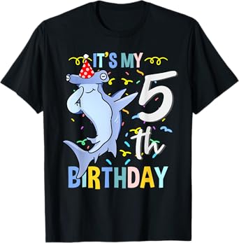Its My 5th Birthday Dabbing Hammerhead Shark T-Shirt