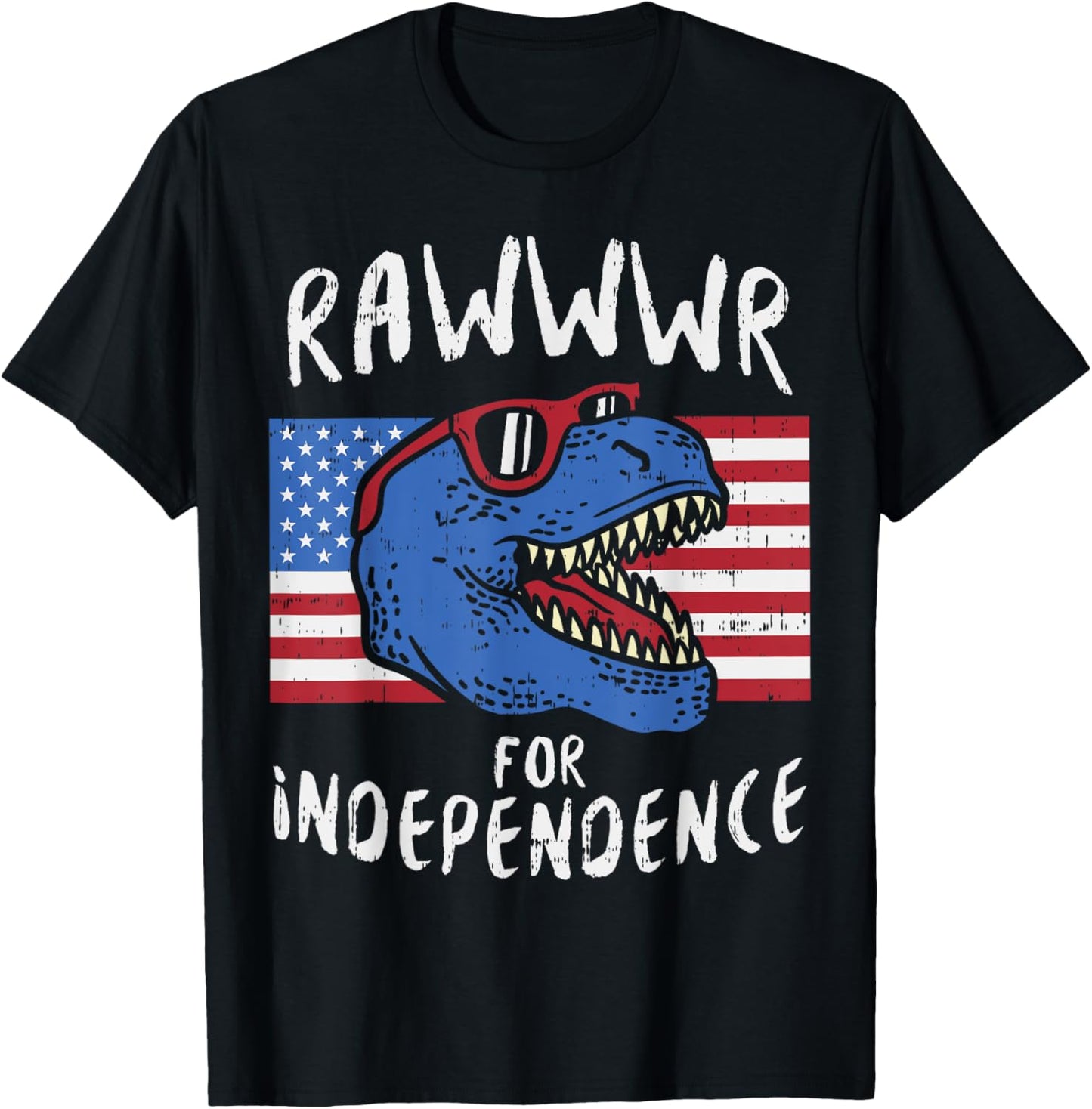 Rawr For Independence Trex Funny Dinosaur 4th of July Boys T-Shirt