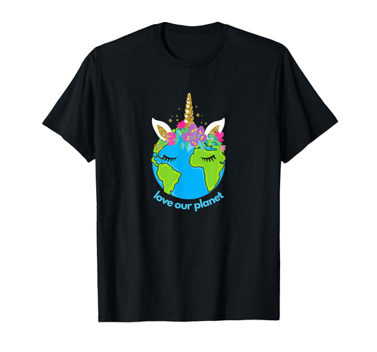Earth Day 2021 Cute for Toddler Kids Unicorn Face Sleepy T-Shirt
