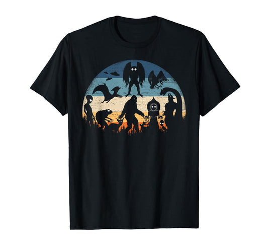 Bigfoot Loch Ness Monster Mothman And Aliens Vintage Cryptid T-Shirt