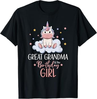 Unicorn Great Grandma Of The Birthday Girl Matching Family T-Shirt