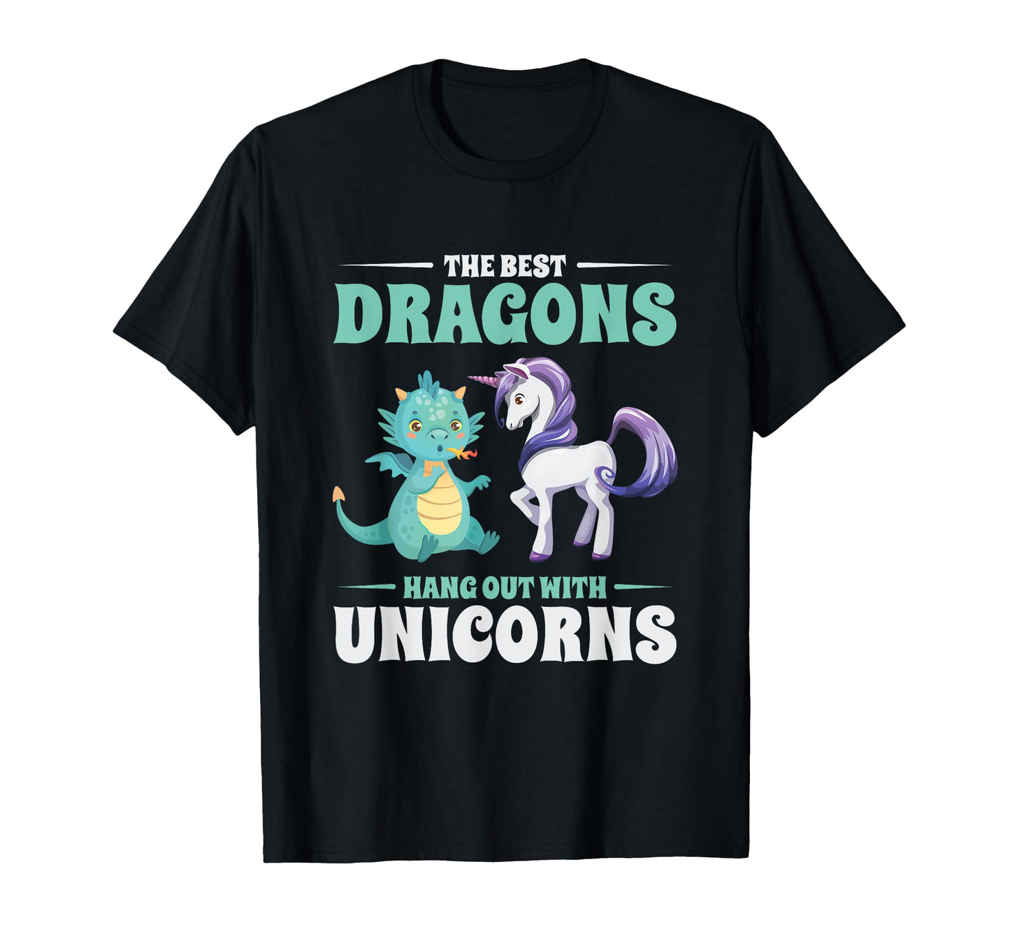 Funny Best Dragons Hangout With Unicorns Friendship Gift T-Shirt
