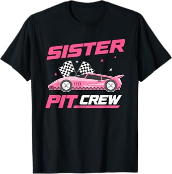 Girl Race Car Birthday Decorations Racing Sister Pit Crew T-Shirt