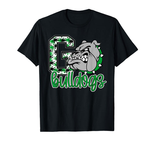 Go Bulldogs Green Bulldog Pride School Spirit Mascot Bulldog Men Women Kids T-Shirt