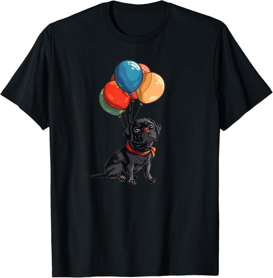 Multicolor Balloons with funny Dog Costume T-Shirt