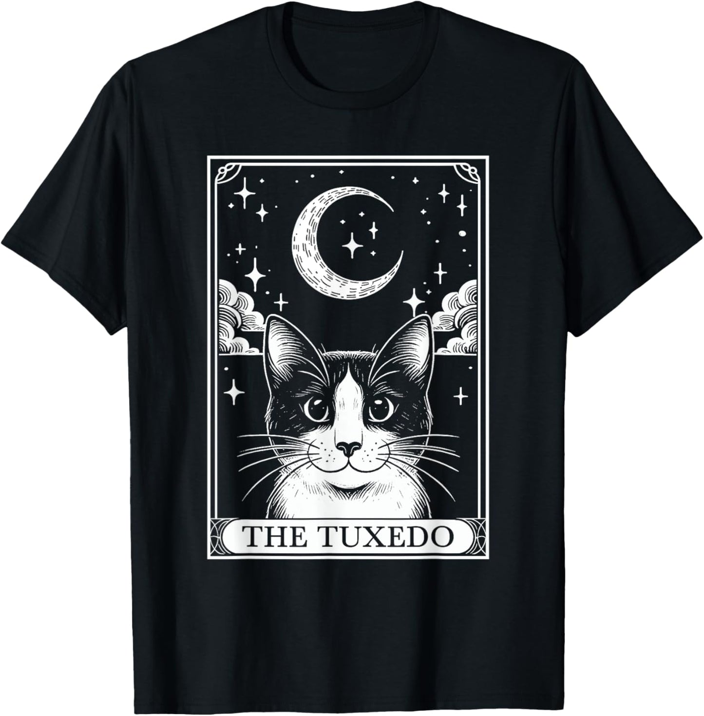 Tarot Card Vintage Crescent Moon Tuxedo Cat Mom Cat Lovers T-Shirt