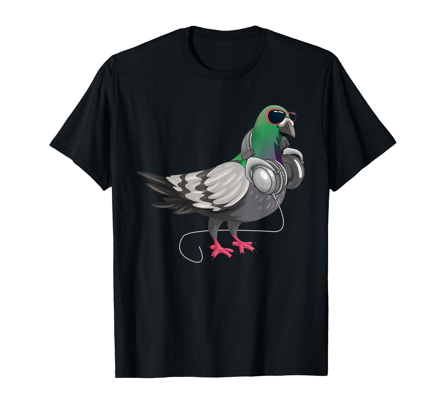 Funny Techno Pigeon Headphone Music Bird T-Shirt