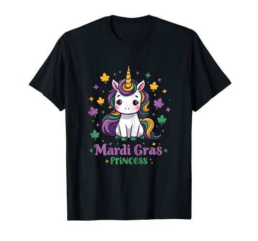 Mardi Gras Princess Unicorn Fat Tuesday Girls Kids Toddler T-Shirt