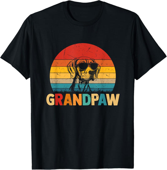Funny Grandpaw Retro Vintage Vizsla Lovers Grandpa Fathers T-Shirt