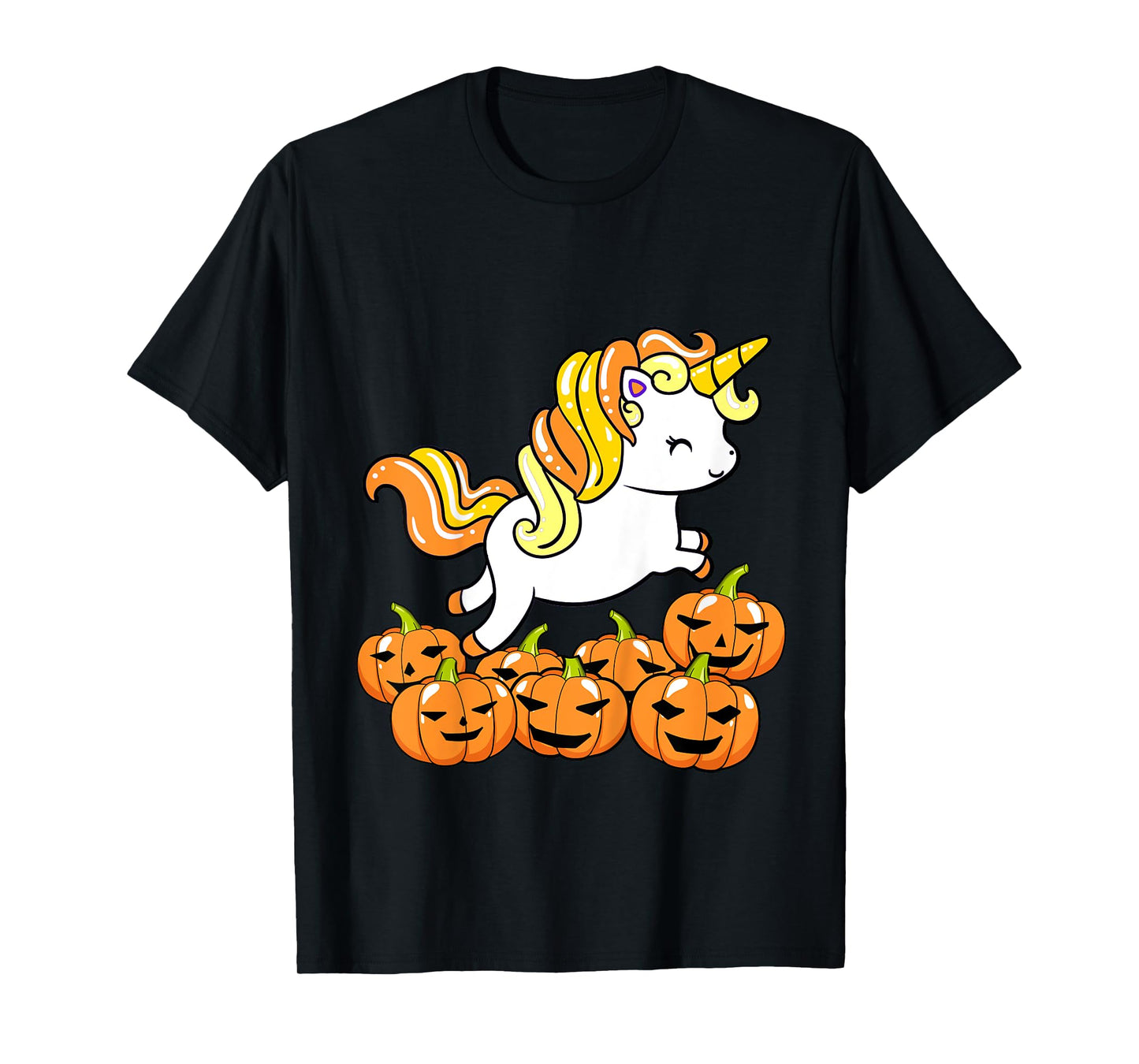 Kids Girls Unicorn Halloween Jack O Lantern Pumpkin Toddler T-Shirt