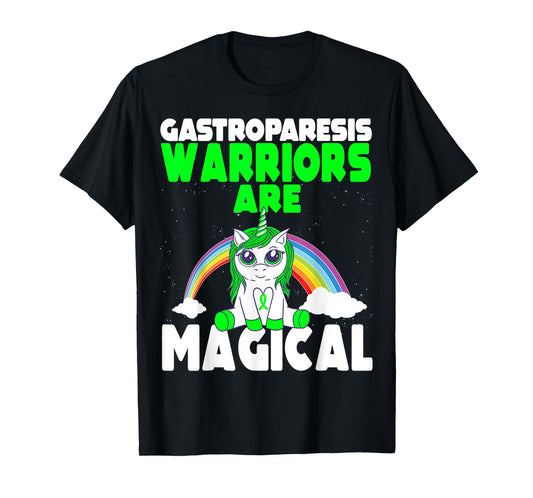 Gastroparesis Awareness Cute Magical Unicorn Green Ribbon T-Shirt