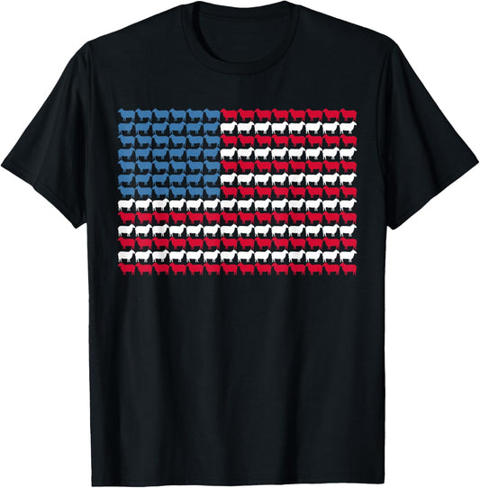 Sheep American Flag Design Sheep 4th Of July T-Shirt