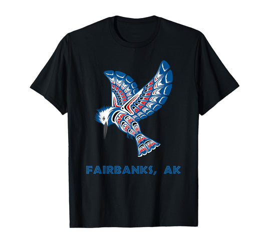 Fairbanks Alaska Kingfisher Native American Indian Bird Art T-Shirt