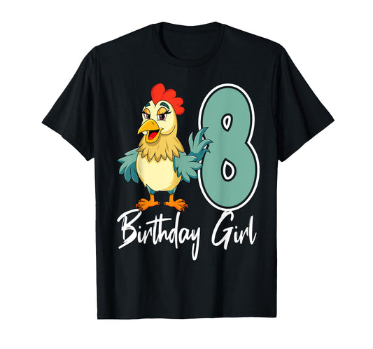 Chicken 8th Birthday Girl Barn Farm Party Chick Barnyard T-Shirt