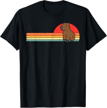 Capybara Chest Sunset Retro Capy Rodent Men Women Kids Youth T-Shirt