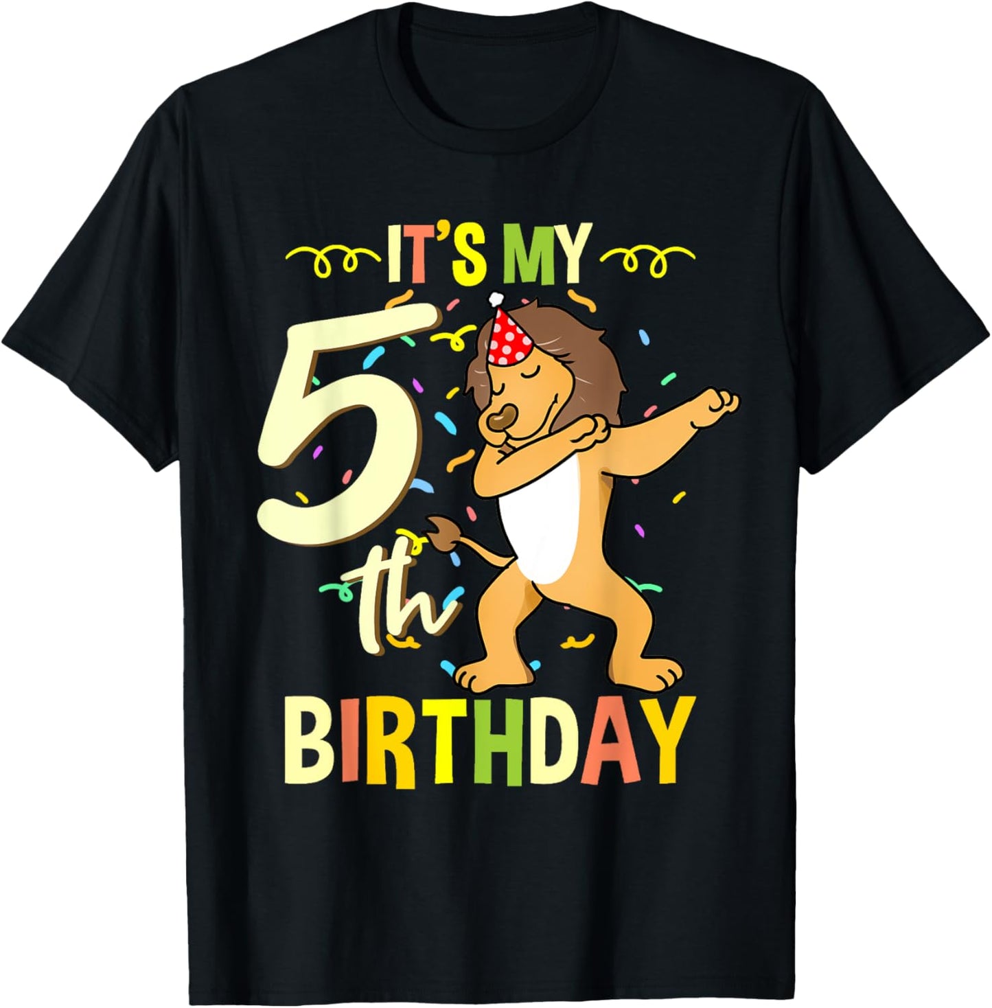 Its My 5th Birthday Dabbing Lion T-Shirt