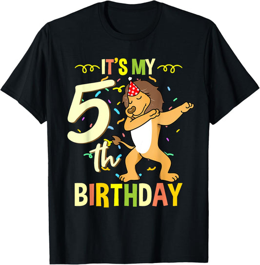 Its My 5th Birthday Dabbing Lion T-Shirt