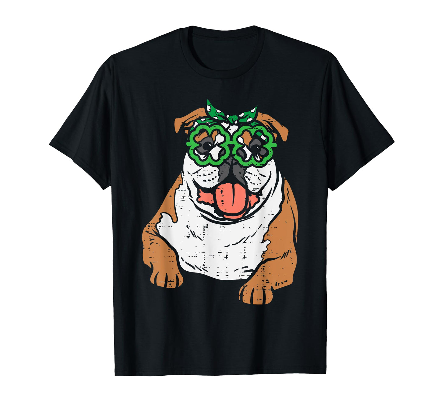 English Bulldog Shamrock Glasses St Patricks Day Dog Gift T-Shirt for Men Women Kids