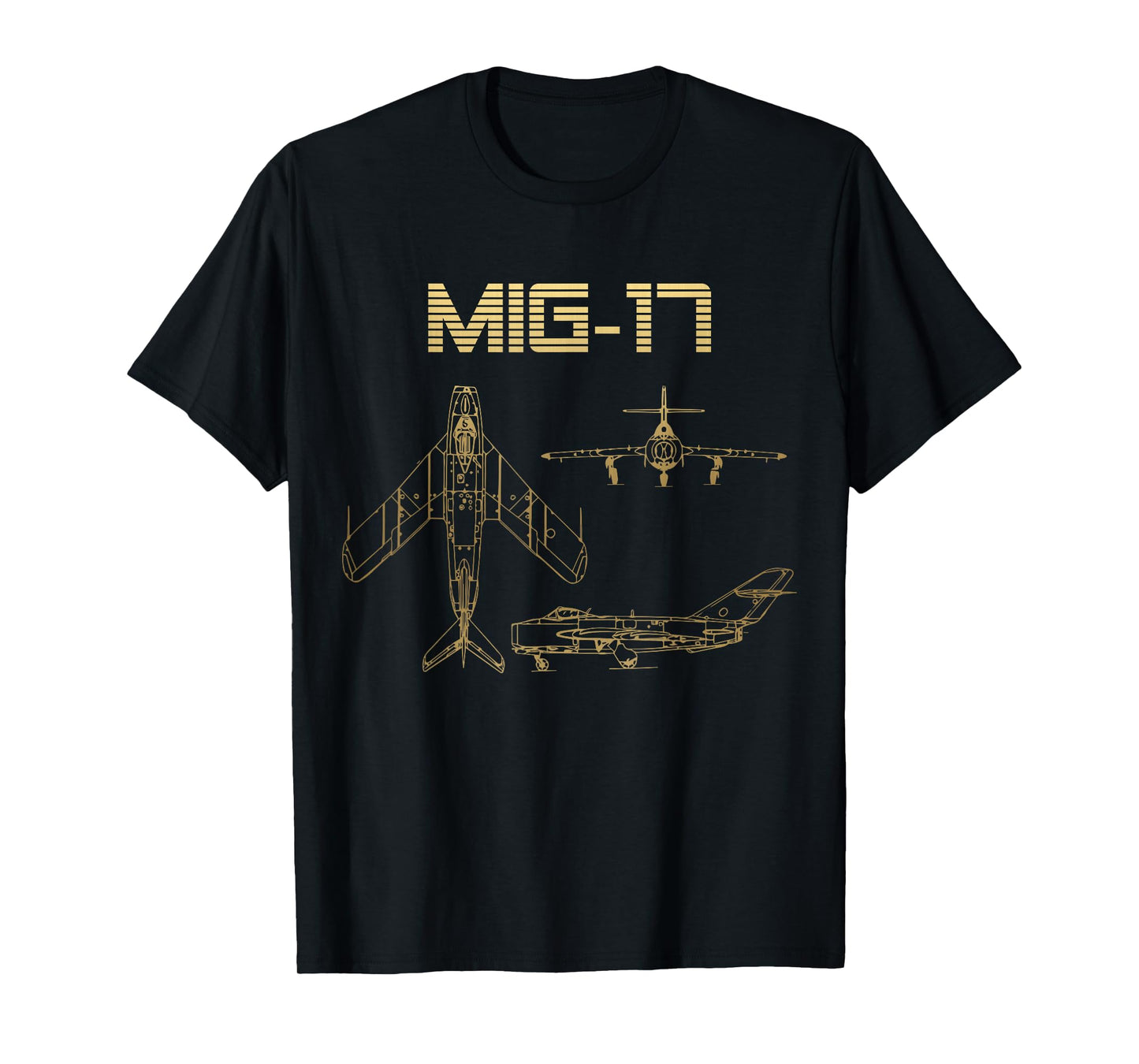 Mig-17 Soviet Plane Warbird Blueprint Schematics Diagram T-Shirt