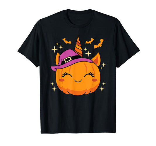 Cute Halloween Unicorn Pumpkin Women Girls Kids T-Shirt