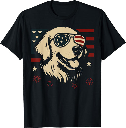 Patriotic Golden Retriever Dog American Flag 4Th Of July T-Shirt