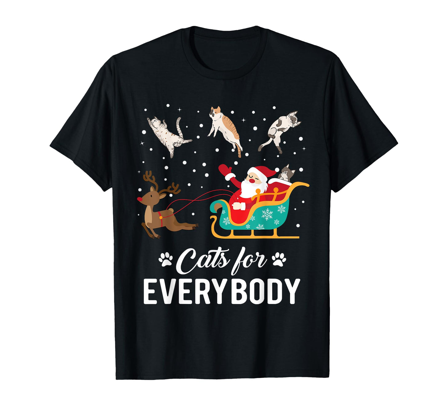 Cats For Everybody Christmas Cat Funny Xmas Santa Men Women T-Shirt