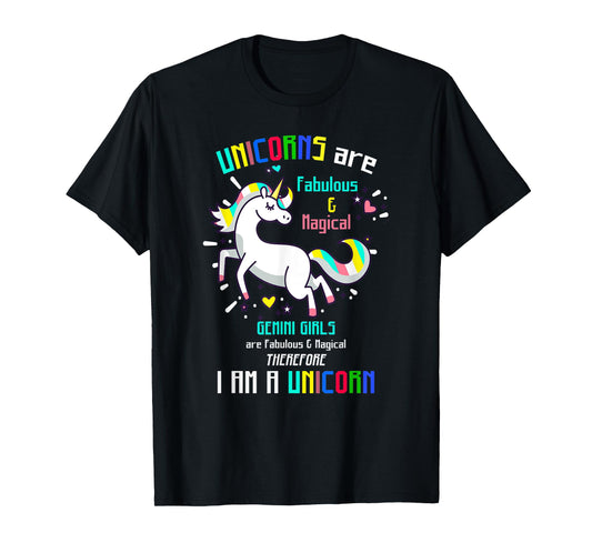 GEMINI SIGN | UNICORNS | GEMINI GIRLS ARE FABULOUS - Birthda T-Shirt