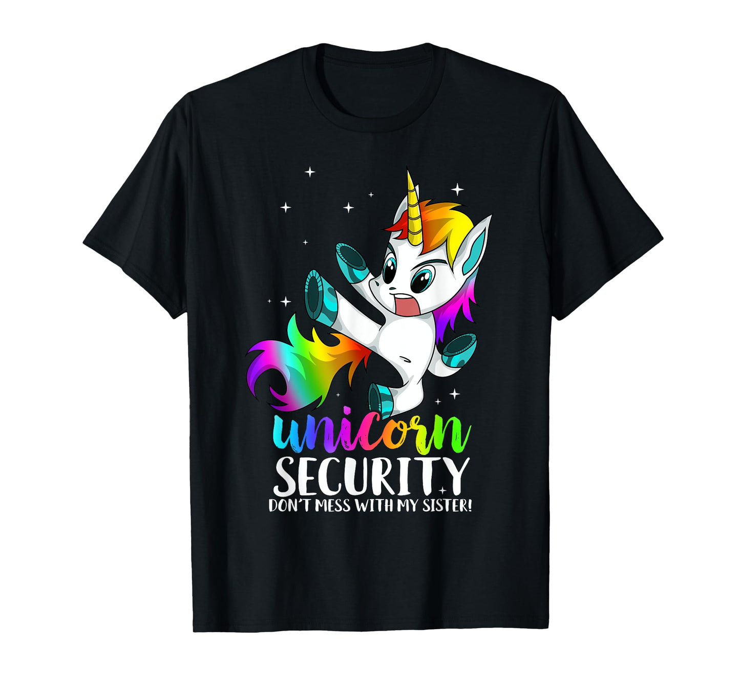 Unicorn Security Dont Mess With My Sister Kung Fu Brother T-Shirt