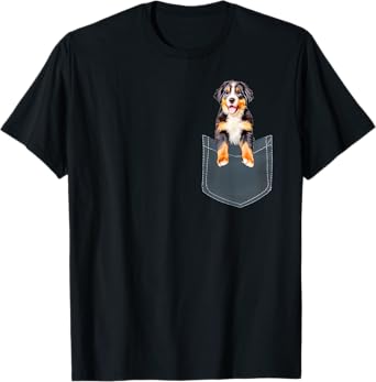 Bernese Mountain Puppy Shirt - Dog in Pocket Men Women Kids T-Shirt