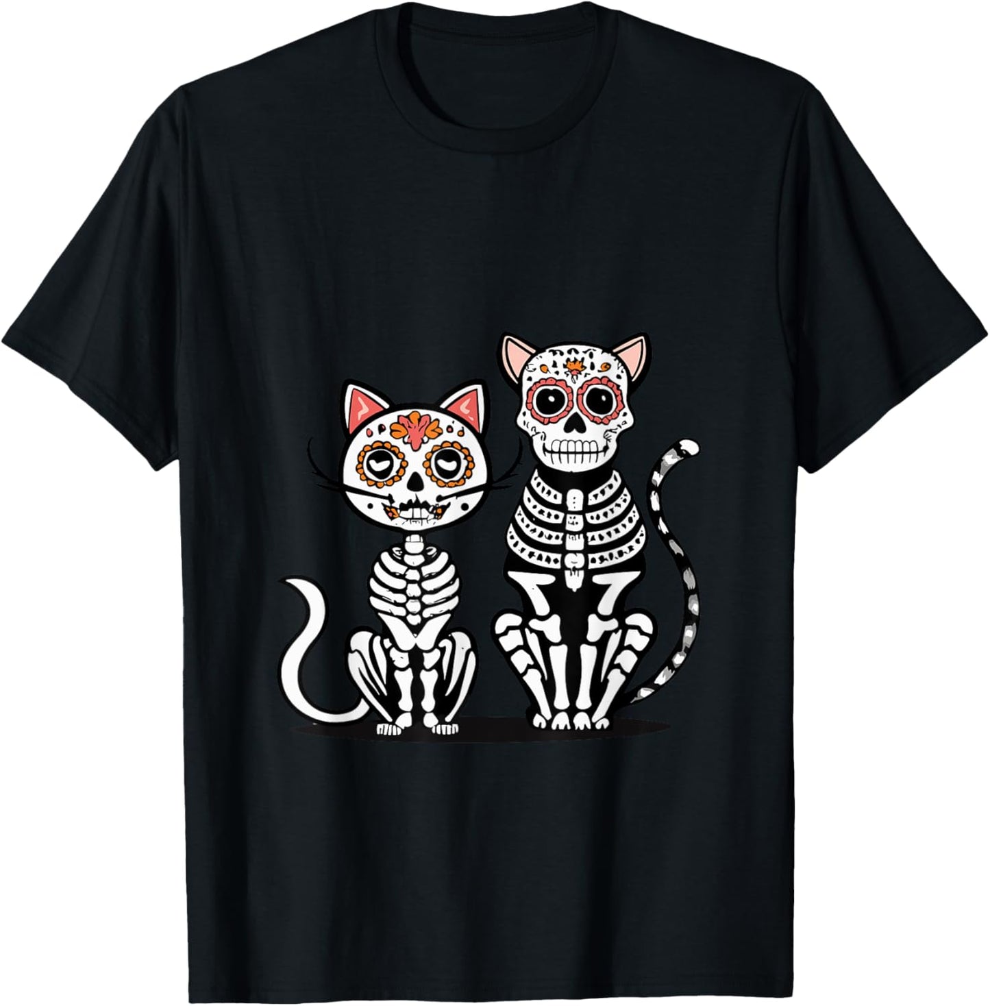 Halloween Dia de los Muertos Sugar Skull Skeleton Dogs & Cat T-Shirt