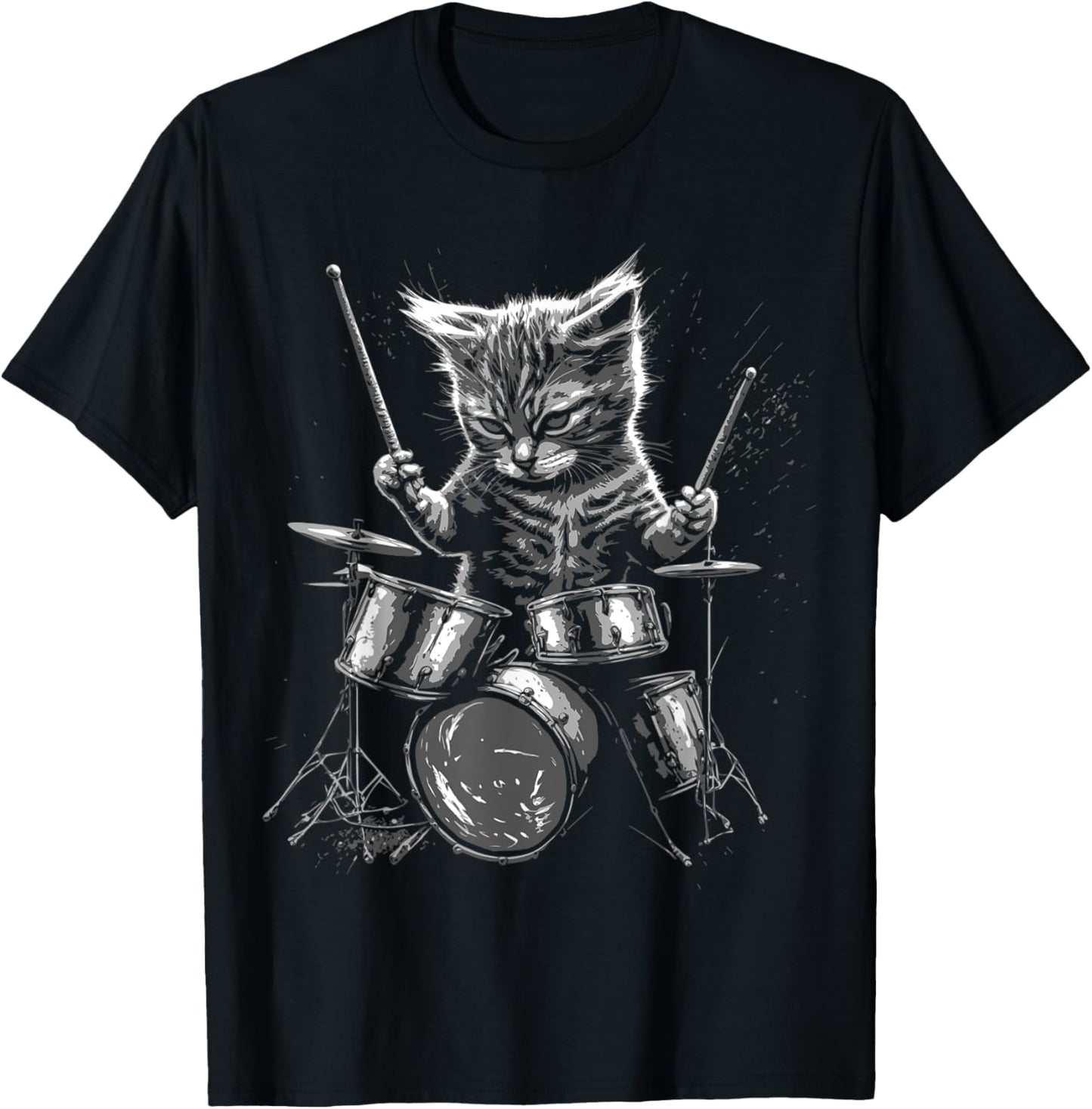 Kitten Rock Band Drummer Cat Playing Drums T-Shirt