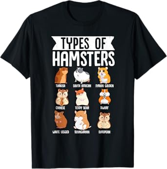 Types Of Hamsters Cute Syrian Breed Funny Rodents T-Shirt