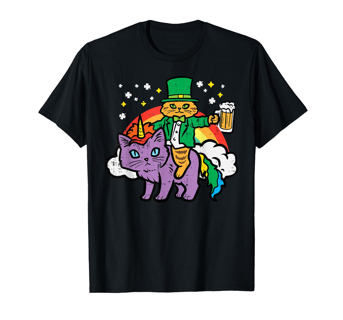 St Patricks Day Cat Leprechaun Unicorn Saint Pattys Women T-Shirt