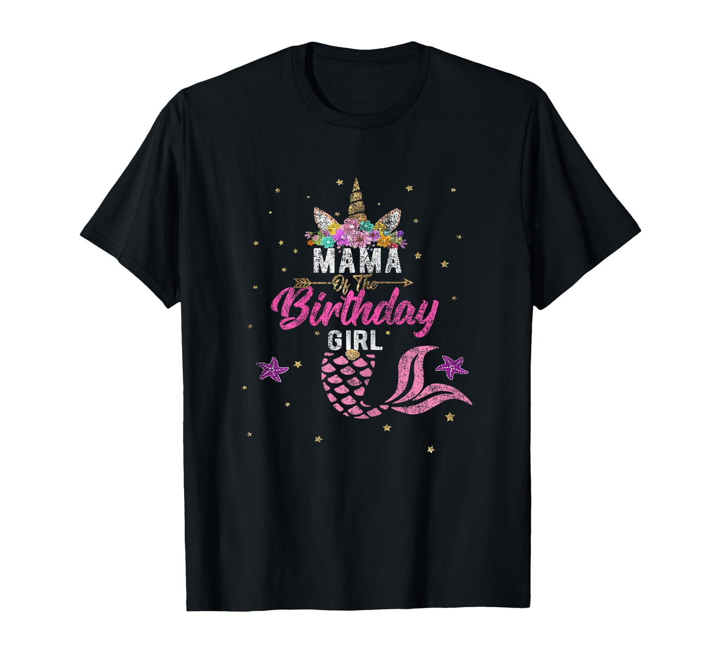 Mama of Birthday Girl Unicorn Shirt Mermaid Mom Tee Gift T-Shirt