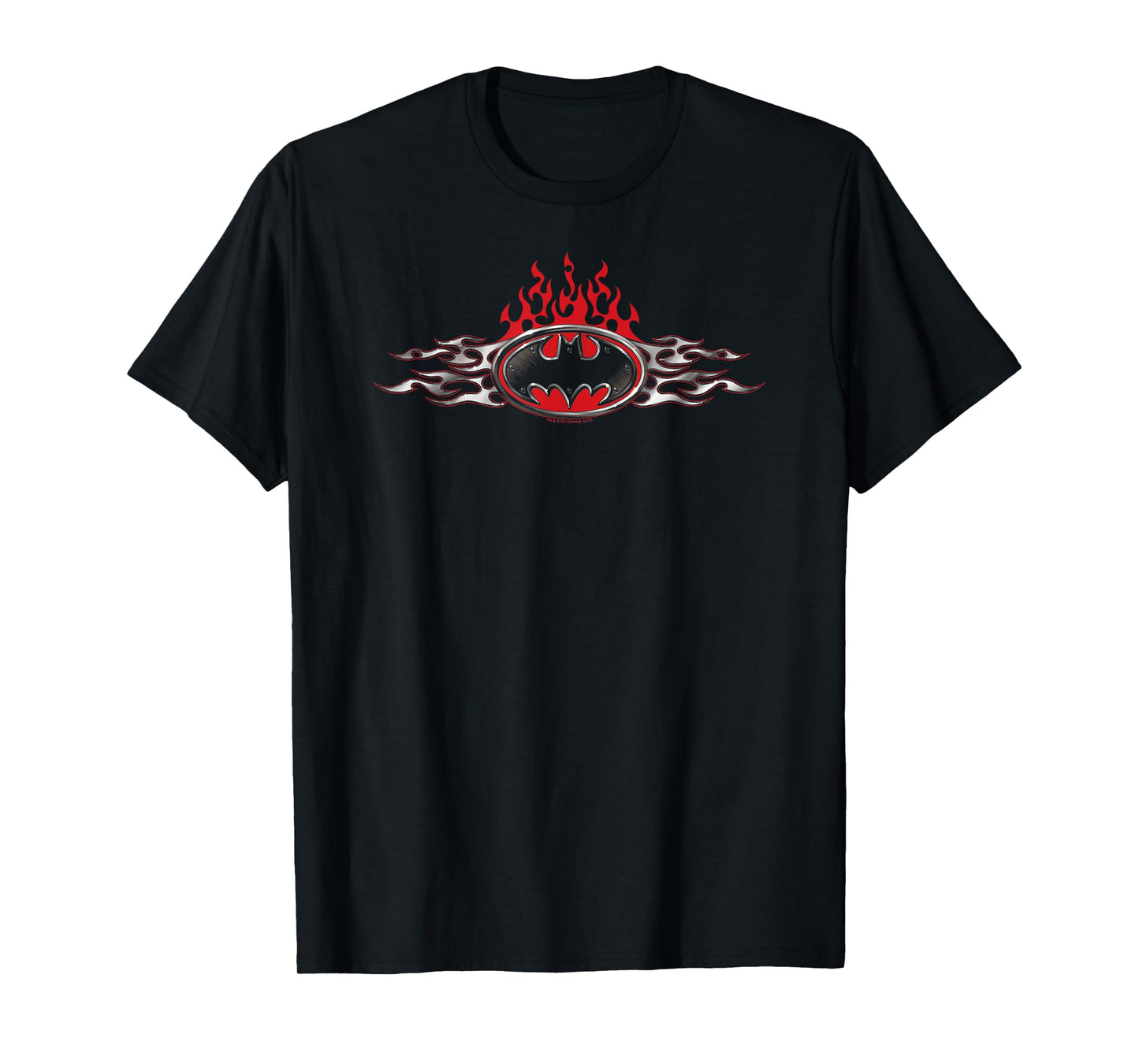 Batman Steel Flames Logo T Shirt T-Shirt