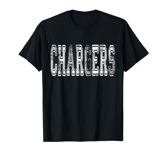 Chargers Mascot Distressed Vintage School Sports Name Fans T-Shirt