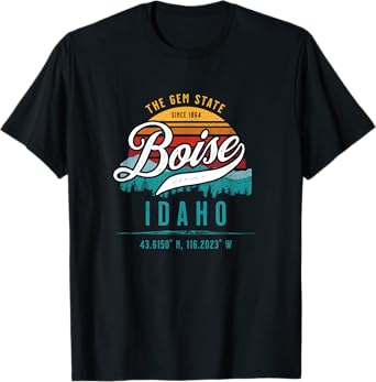 Boise Idaho ID USA Retro Sunset Novelty Souvenir T-Shirt