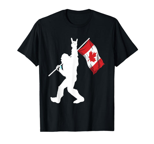 Vintage Canadian Flag BigFoot Rock'N Roll Funny Canada Day T-Shirt