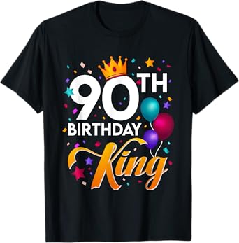 Funny 90th Birthday King 90 Years Old Birthday Gifts Men T-Shirt