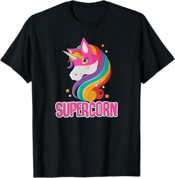 Unicorn Costume Girls Super Hero Magic Horse Cute Supercorn T-Shirt
