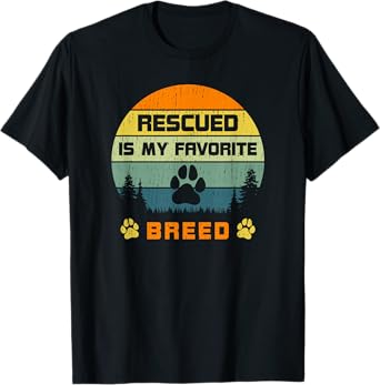 Love Dogs Rescue Rescued Is My Favorite Breed Vintage Paw T-Shirt