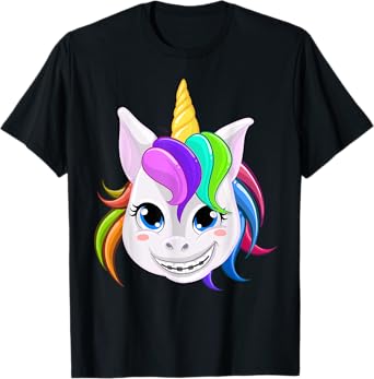 Cool Unicorn With Dental Braces Funny Horn Horse Smile Gift T-Shirt
