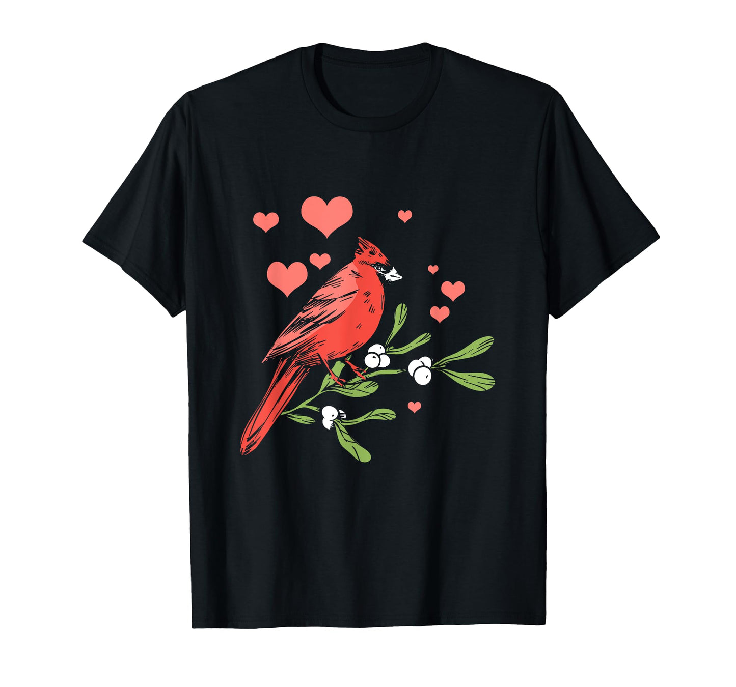 Red Cardinal Bird Lover Watching Birdwatcher Birder Heart T-Shirt