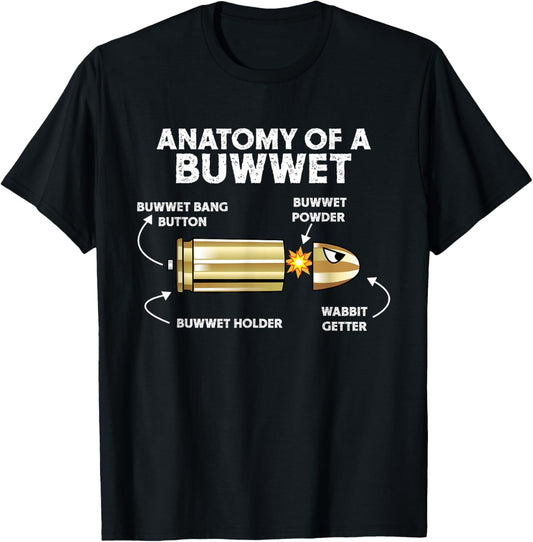 Funny Pew Pew Bullet Anatomy Cartoon Rabbit Getter T-Shirt