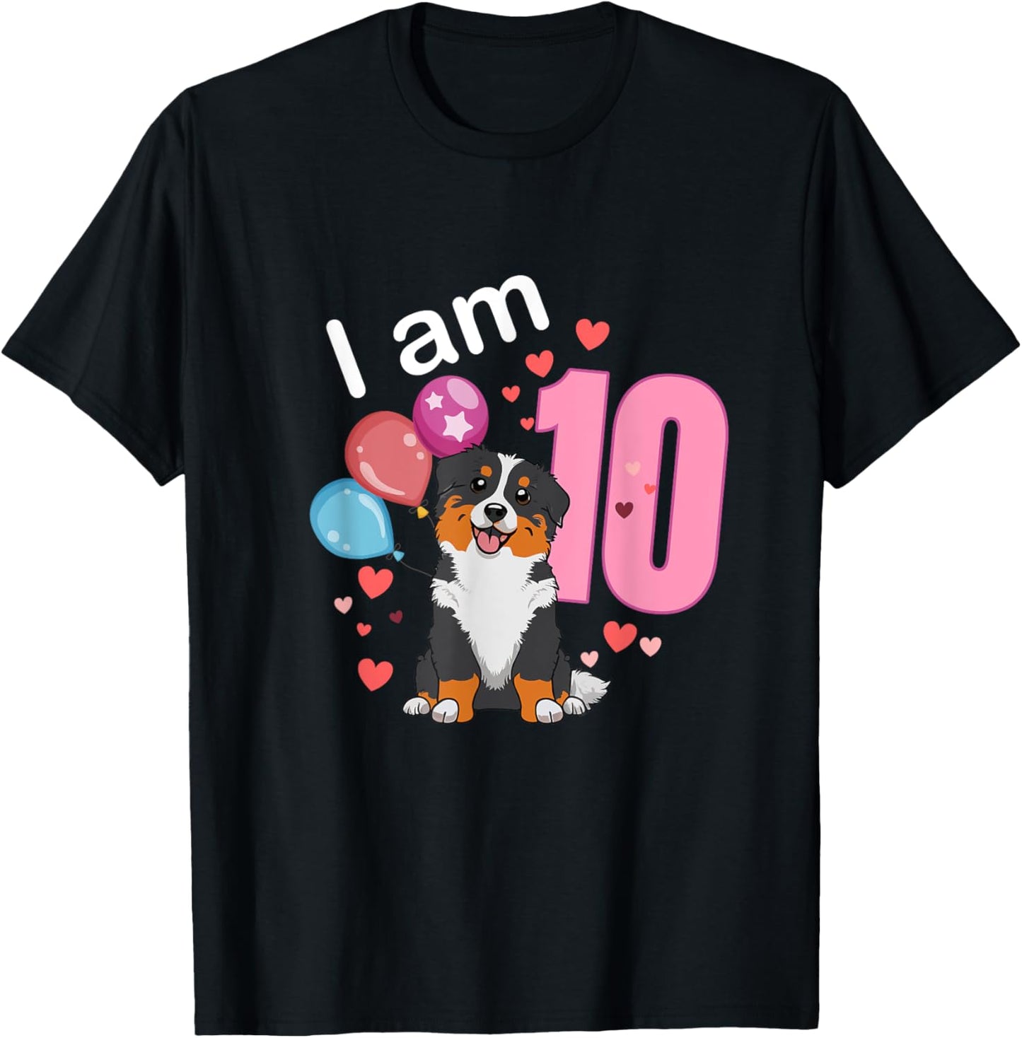 10th Birthday Aussie Dog Birthday 10 Years Old Puppy Girls T-Shirt