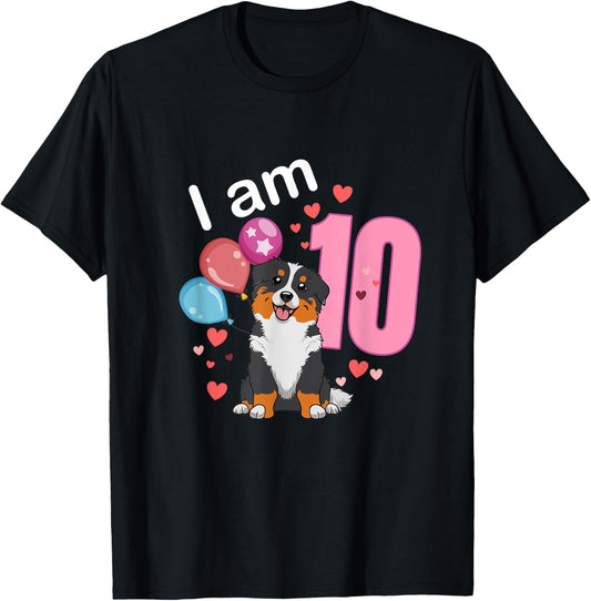 10th Birthday Aussie Dog Birthday 10 Years Old Puppy Girls T-Shirt