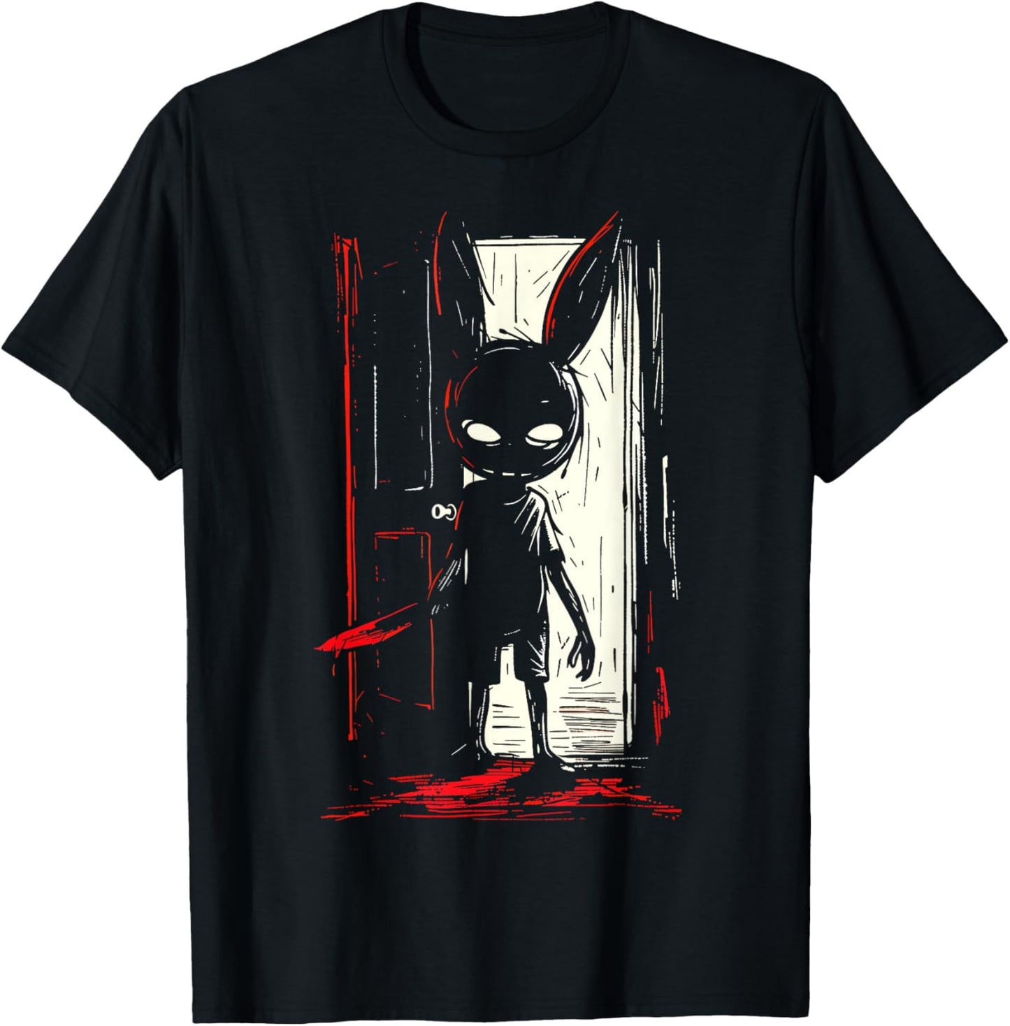 Horror Evil Bunny Rabbit Slasher Creepy Door Alt Goth T-Shirt