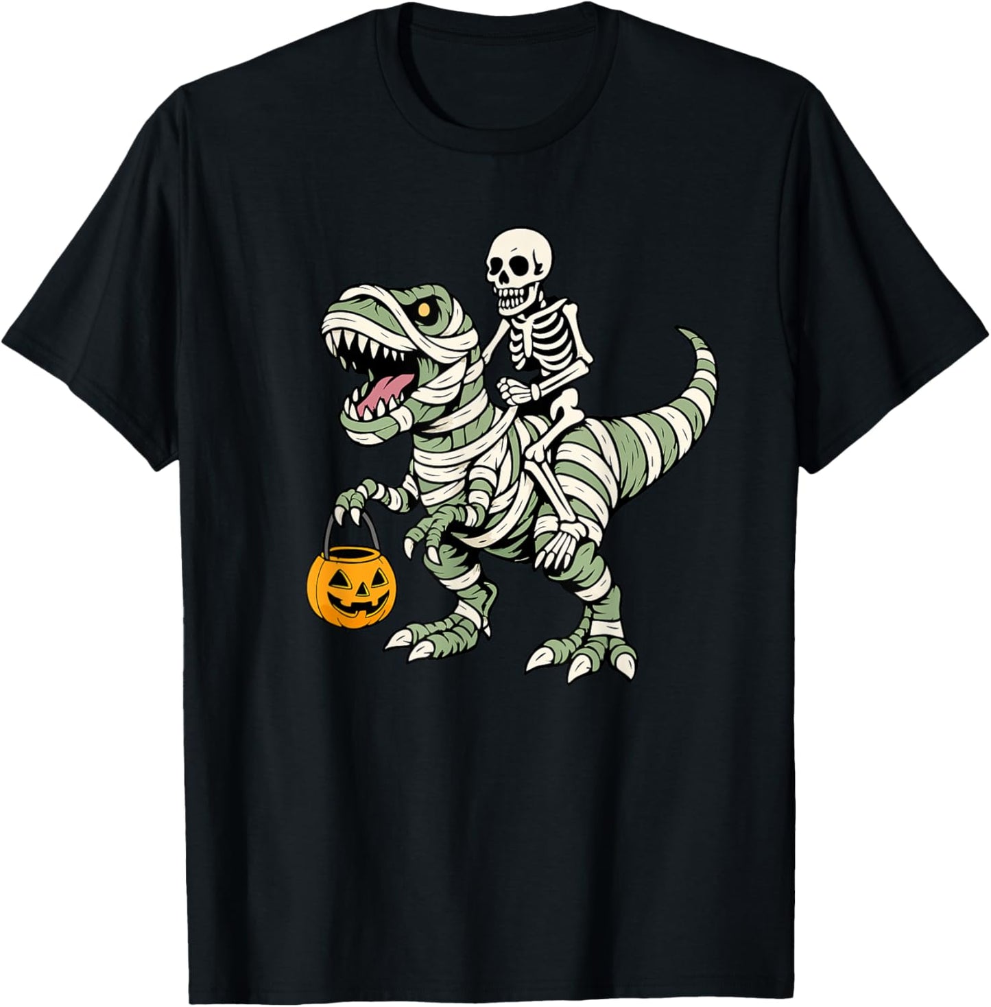 Halloween Skeleton and Mummy Dinosaur Costume T-Shirt