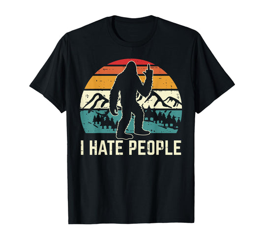 Bigfoot Sasquatch I Hate People Middle Finger Men Women T-Shirt