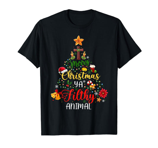 Merry Christmas Animal Filthy Ya Funny Xmas Family Pajama T-Shirt